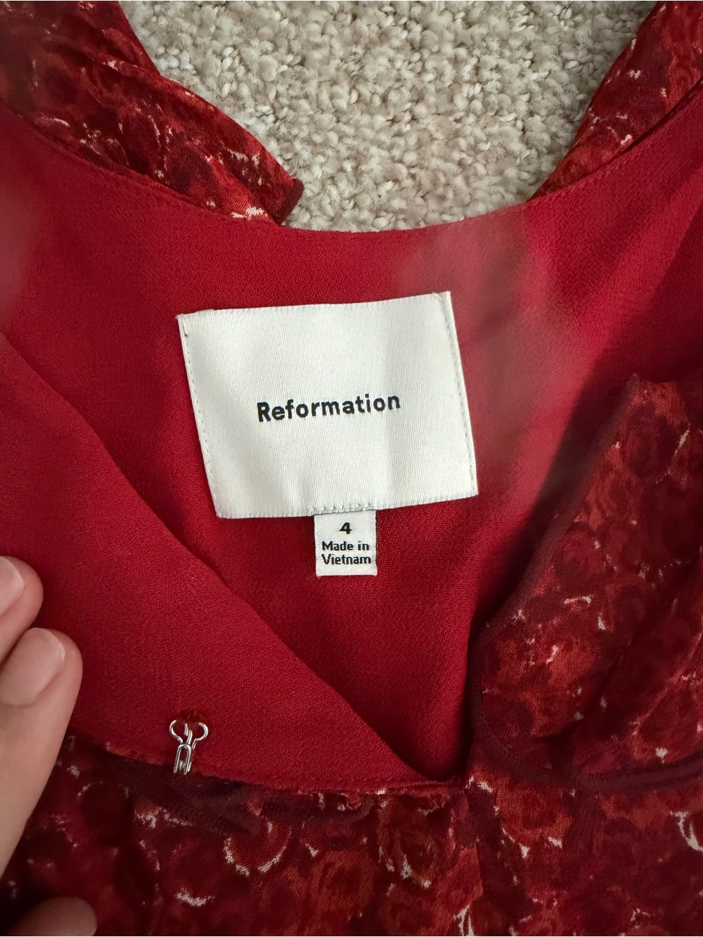Ref Red Ruffled V-Neck Women’s Top - Picture 2 of 2